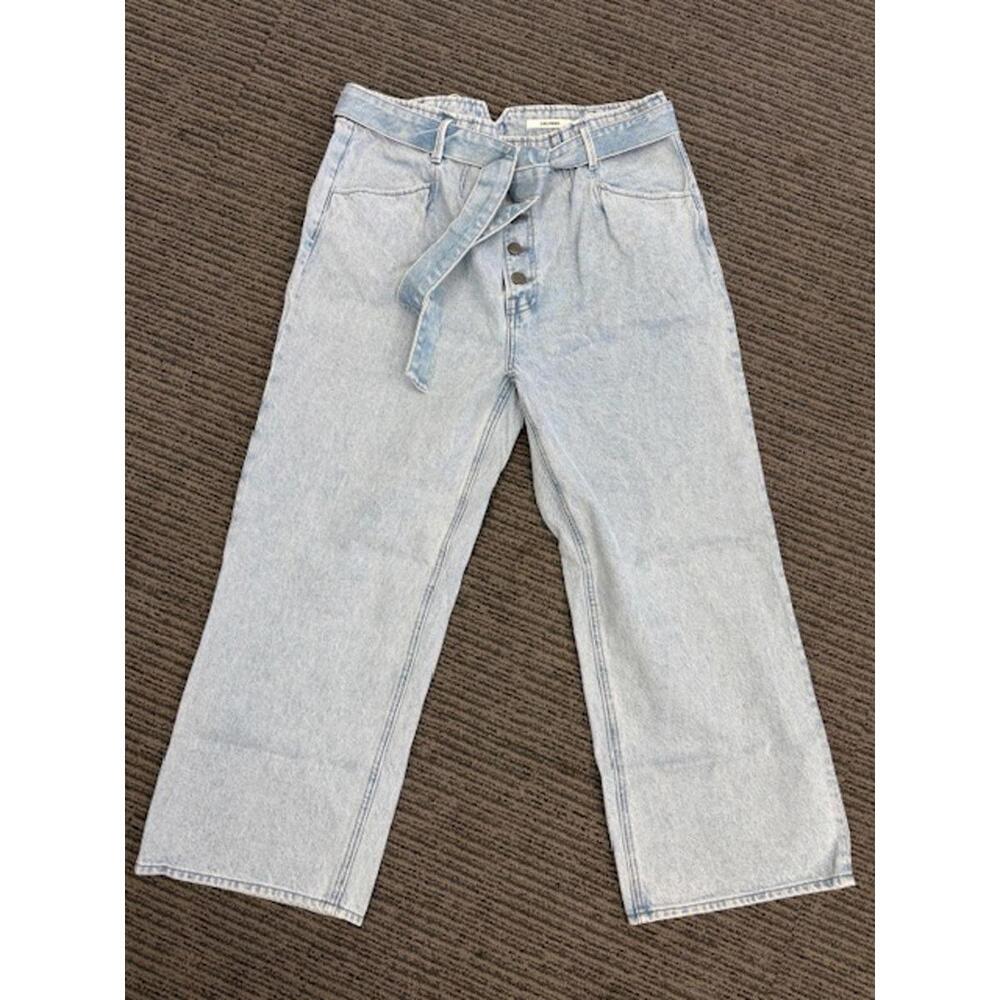 NWT New GRLFRND Coco In The Light Cropped Wide Leg High Waist Button Up Jeans 32